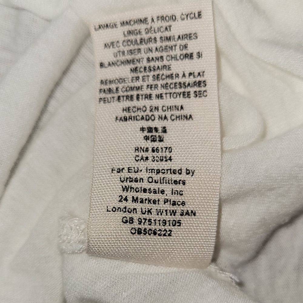 FREE PEOPLE Linen Blend Off White Bittersweet Cold Shoulder Tee Top S - Picture 10 of 13